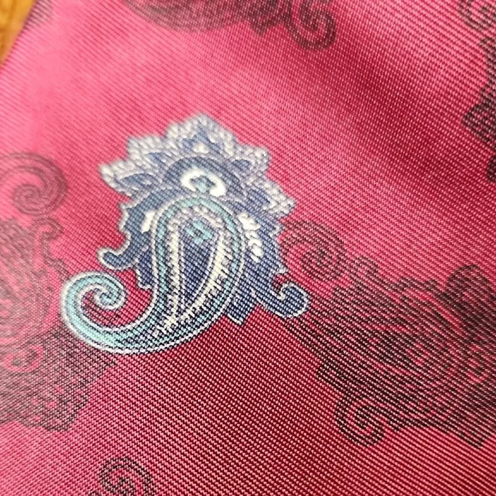 CHRISTIAN DIOR | Paisley Silk Designer Tie Burgundy Blue‎ Italy USA | 57.5